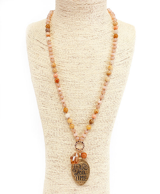 IT'S TEA TIME Semi Stone Necklace Set