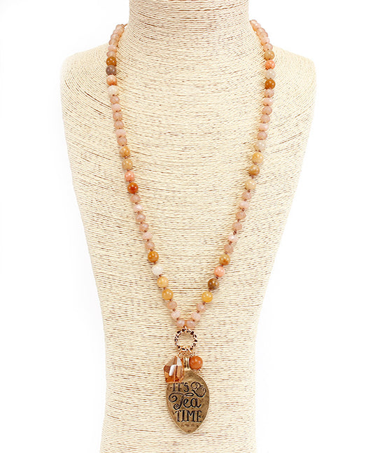 IT'S TEA TIME Semi Stone Necklace Set