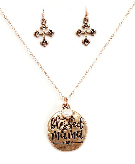 BLESSED MAMA Necklace Set