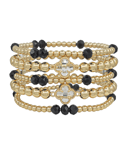 Clover Crystal Accent CCB 5 Set Bracelet