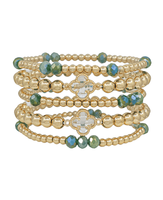 Clover Crystal Accent CCB 5 Set Bracelet