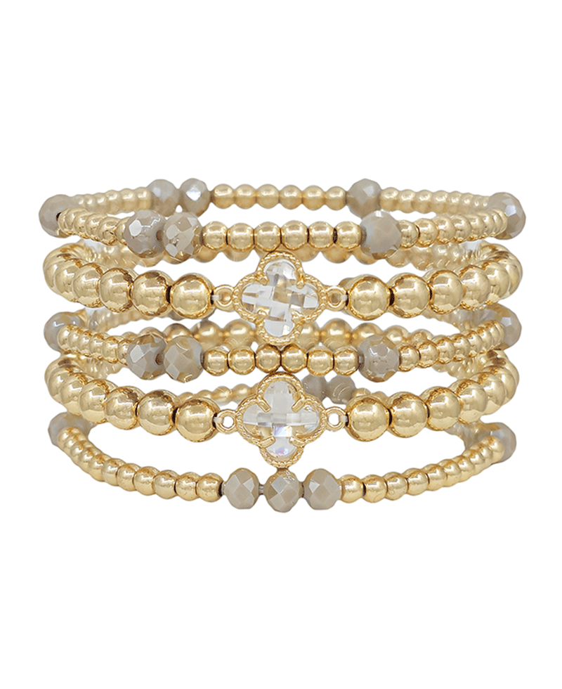 Clover Crystal Accent CCB 5 Set Bracelet