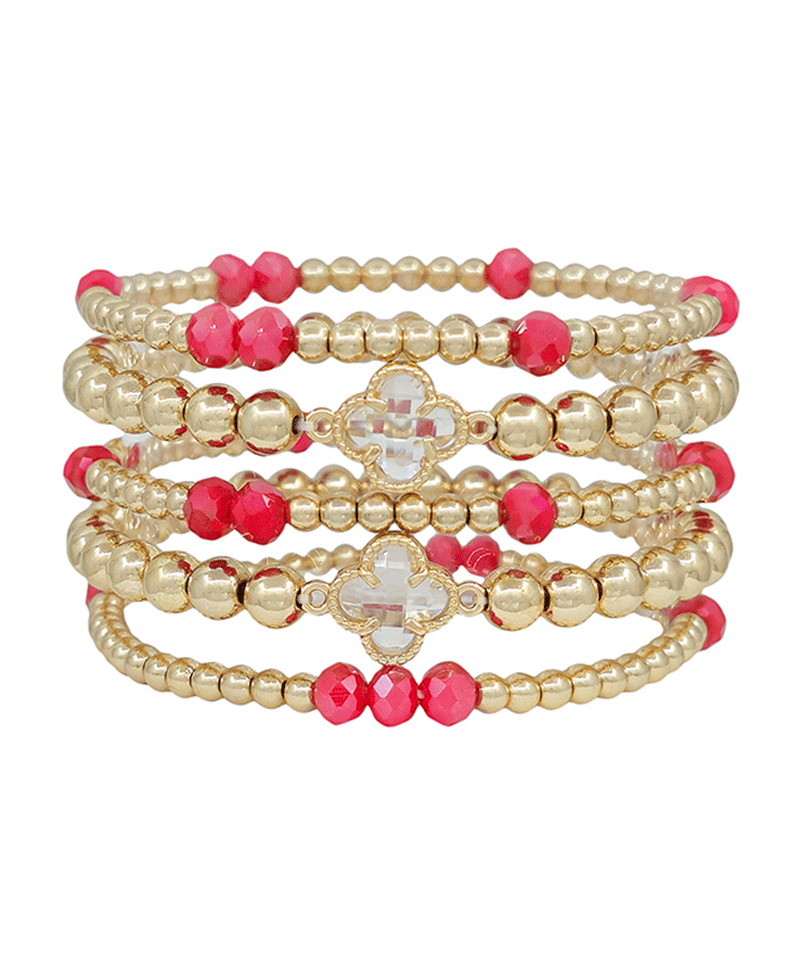 Clover Crystal Accent CCB 5 Set Bracelet