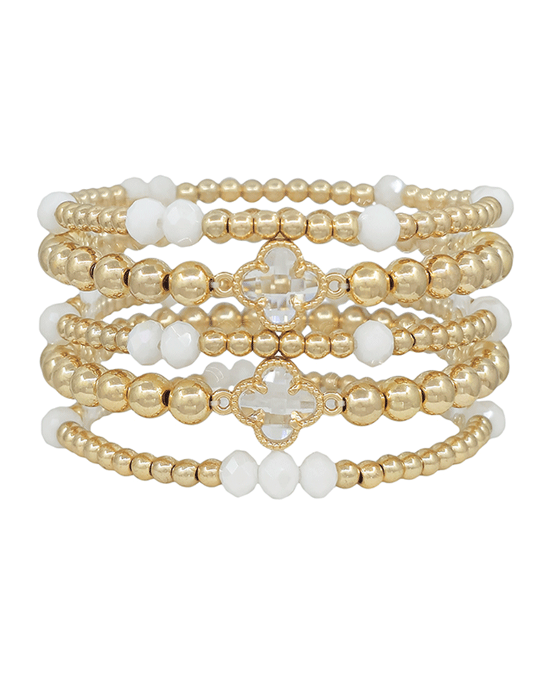 Clover Crystal Accent CCB 5 Set Bracelet