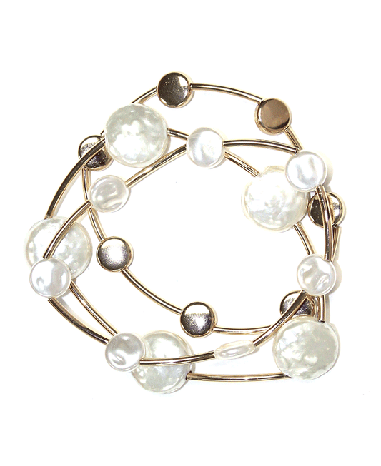 Wire Linked Pearl & CCB Bracelet