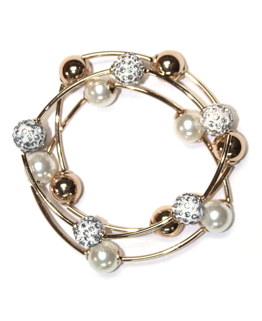 Wire Linked Pearl & CCB Bracelet