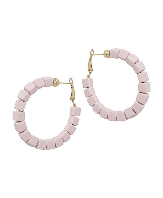 Square Shape Clay Beads Hoop Earring