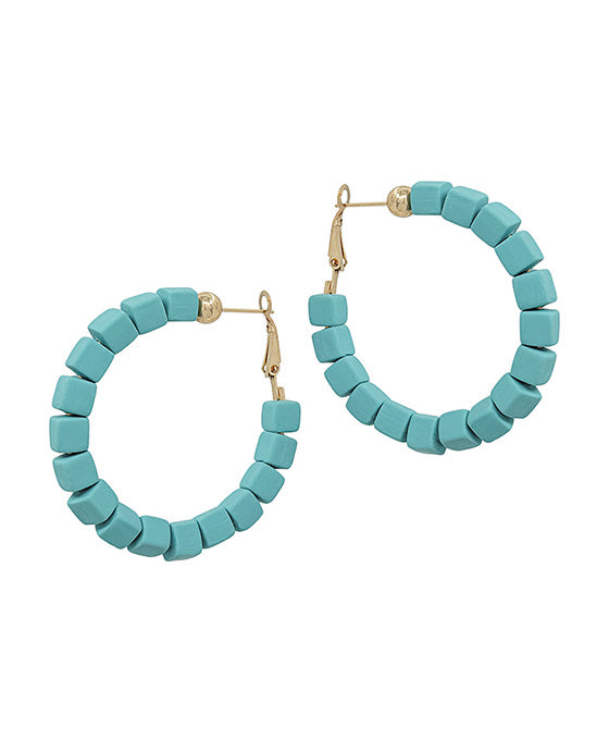 Square Shape Clay Beads Hoop Earring