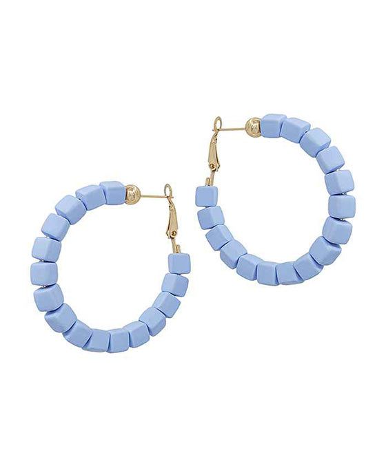 Square Shape Clay Beads Hoop Earring