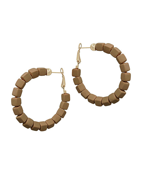 Square Shape Clay Beads Hoop Earring