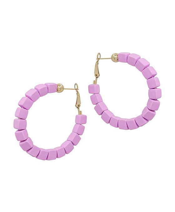 Square Shape Clay Beads Hoop Earring