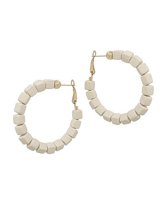 Square Shape Clay Beads Hoop Earring