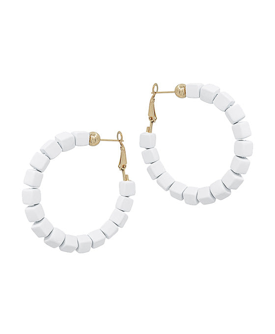 Square Shape Clay Beads Hoop Earring