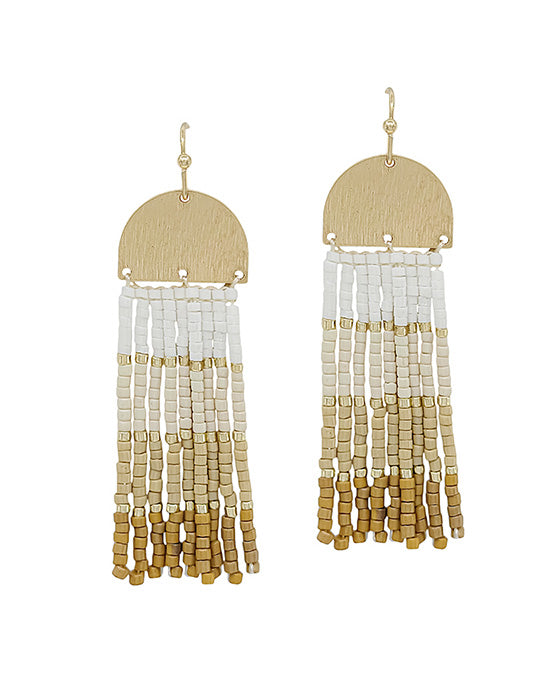 Multi Color Block Seed Bead Tassel Earring