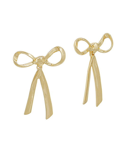 1.6 Inches Ribbon Metal Post Earring