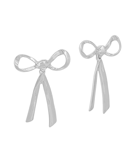 1.6 Inches Ribbon Metal Post Earring