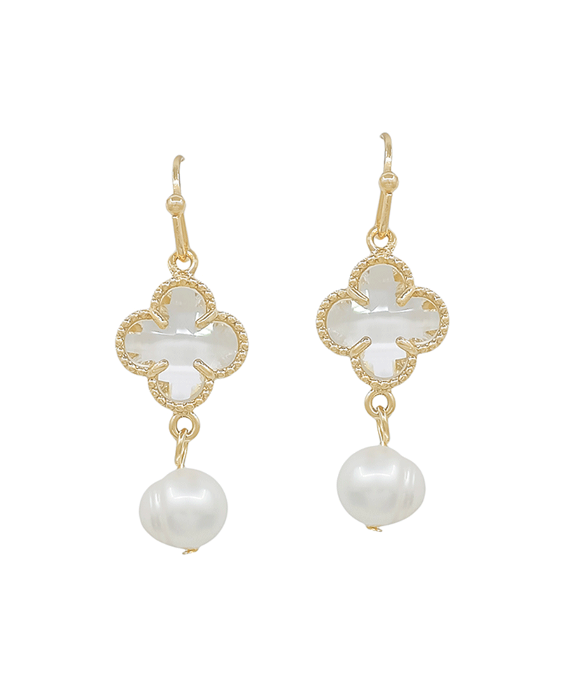 Crystal Clover w/ FWP Drop Earring