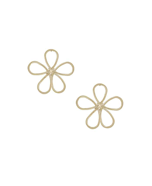 Metal Wired Flower Post Earring - 1.0"