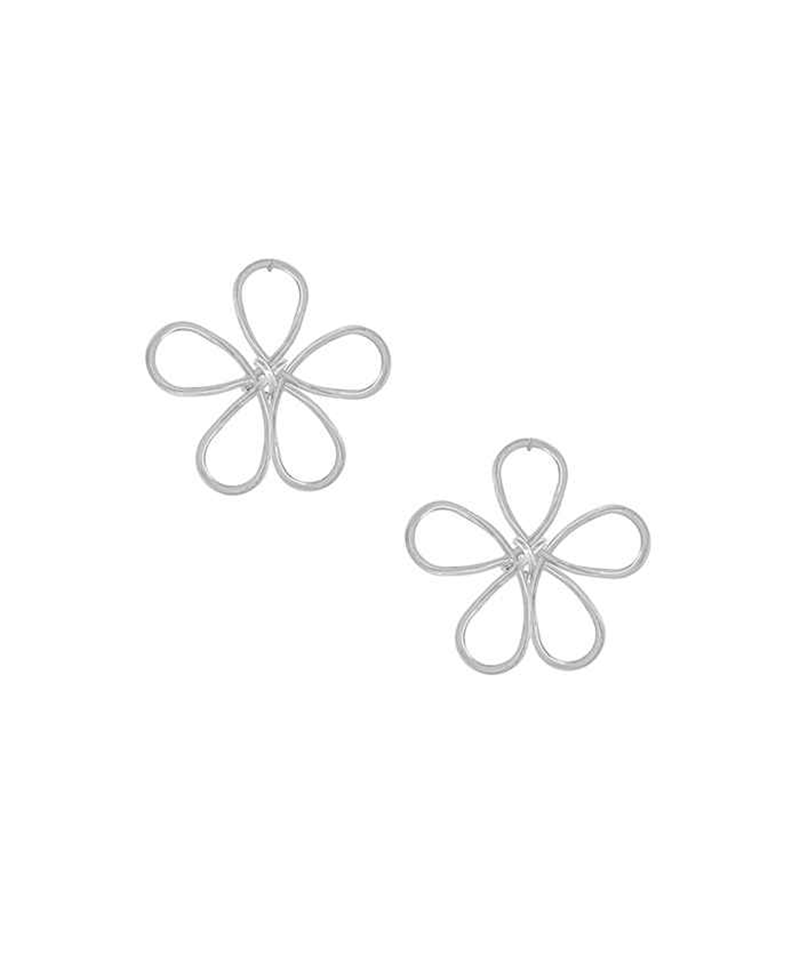 Metal Wired Flower Post Earring - 1.0"