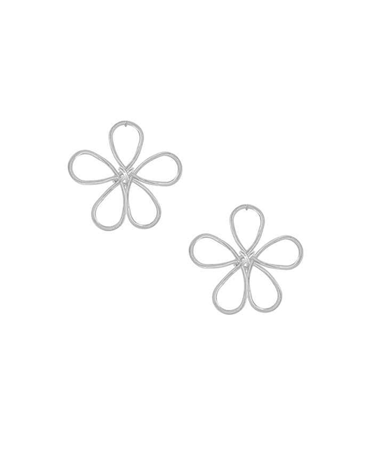 Metal Wired Flower Post Earring - 1.0"