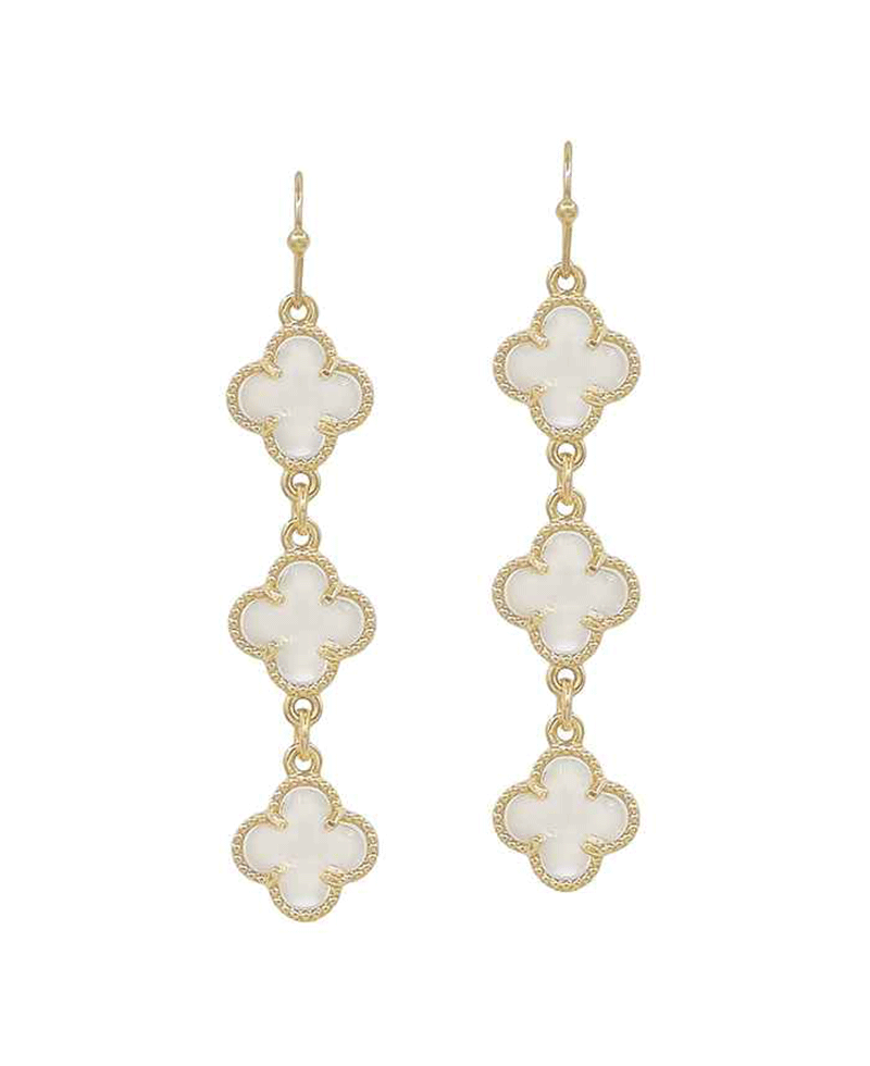 Crystal Clover Drop Earring - 1.5"