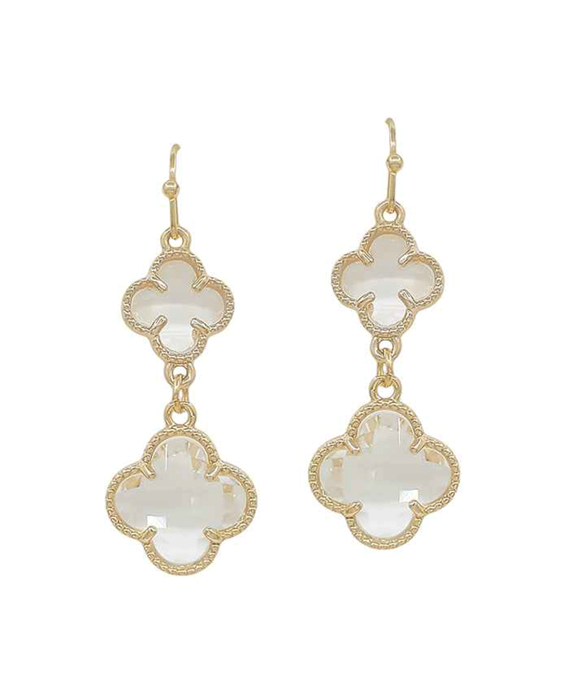 Crystal Clover Drop Earring - 1.2"