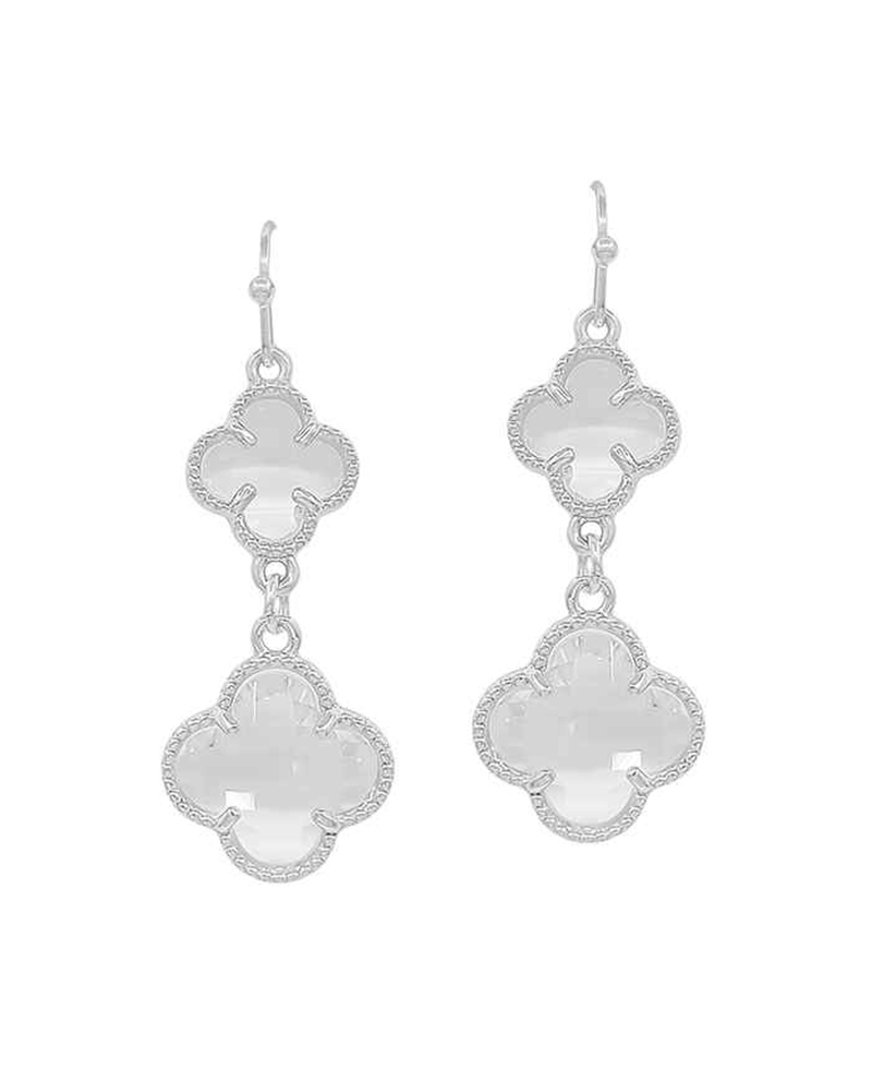 Crystal Clover Drop Earring - 1.2"