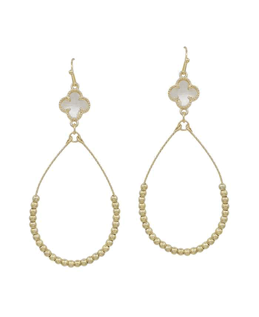 Crystal Clover Accent CCB Teardrop Earring - 2.0"