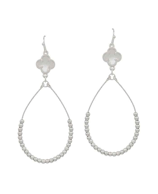 Crystal Clover Accent CCB Teardrop Earring - 2.0"