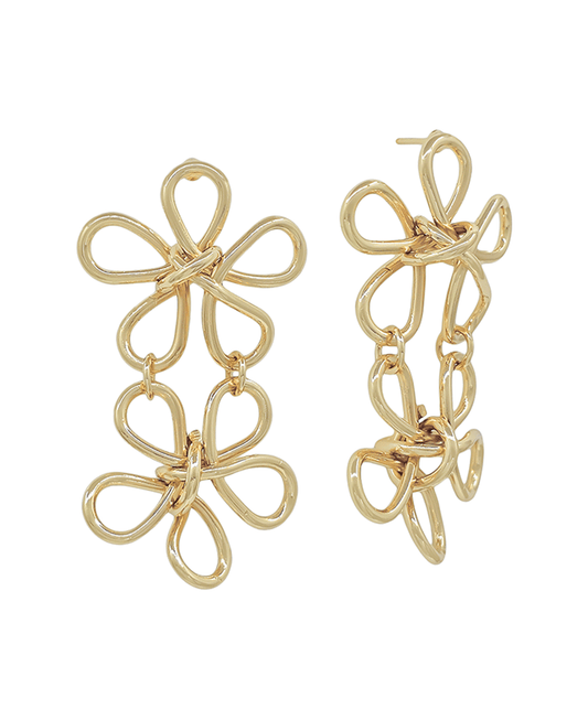 Double Flower Metal Post Earring