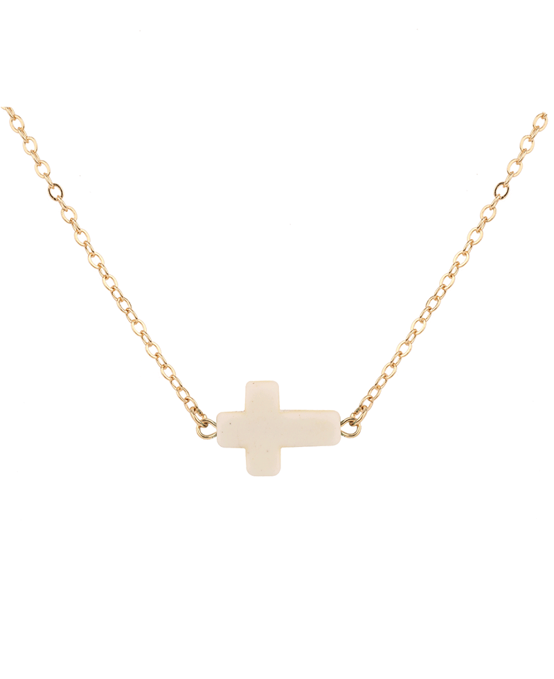 Semi Precious Cross Necklace - 18"