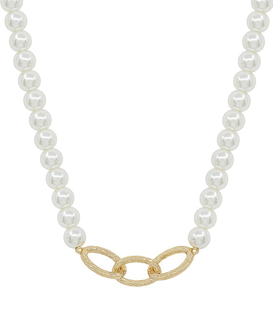 10mm Glass Pear Linked Chain Accent Necklace