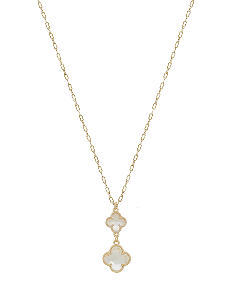 Two Clover Crystal Short Necklace