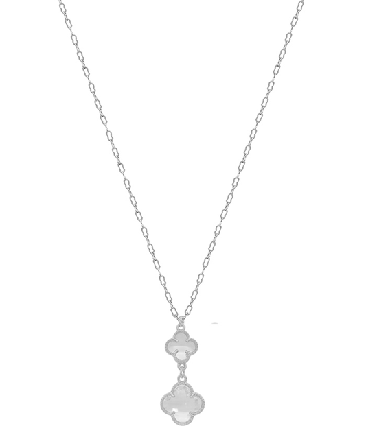 Two Clover Crystal Short Necklace