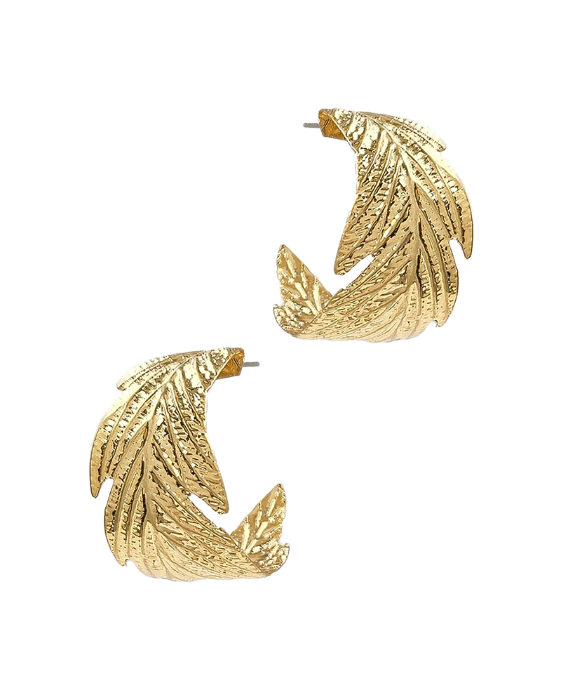 Metal Leaf Shape Hoop Earring