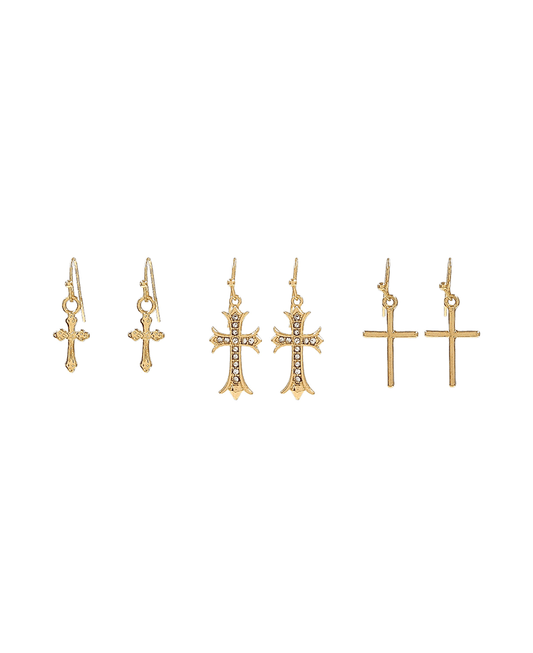 Cross 3 Pair Earring