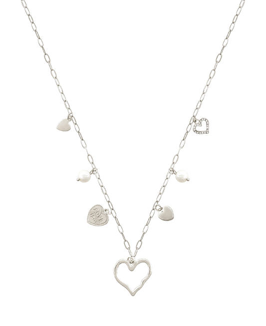 Multi Heart Charm Short Necklace