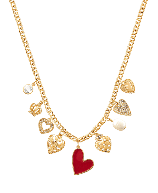 Multi Heart Charm Short Necklace