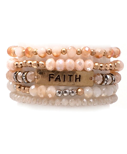 FAITH 5 Layered Stone & Glass Bracelet