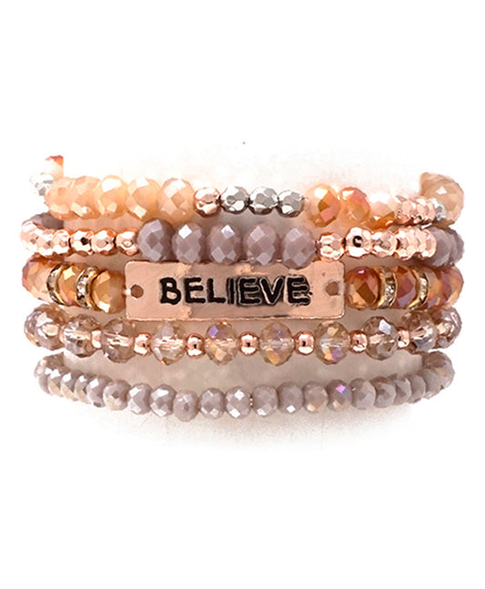 BELIEVE 5 Layered Stone & Glass Bracelet