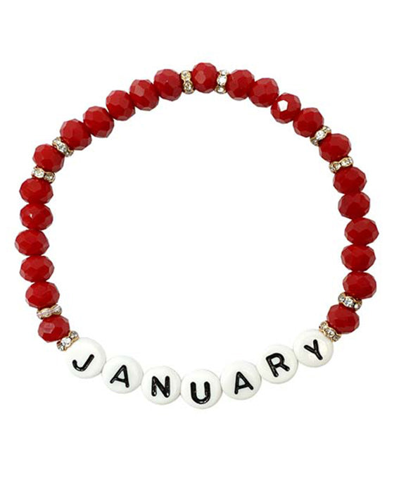 Birthstone Word Block Stretch Bracelet