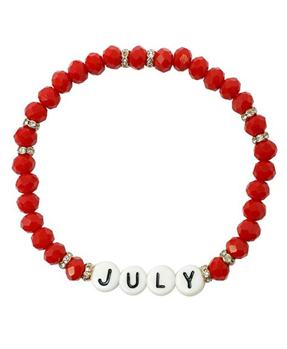 Birthstone Word Block Stretch Bracelet