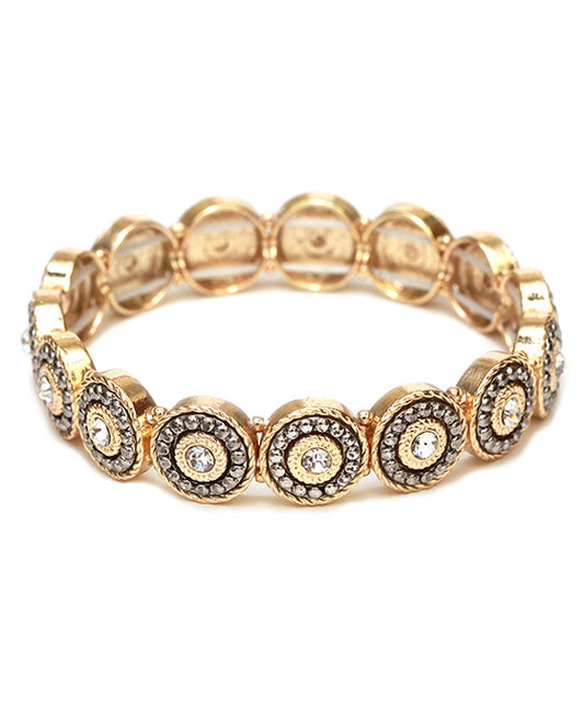 Metal Rhinestone Texture Elastic Bracelet