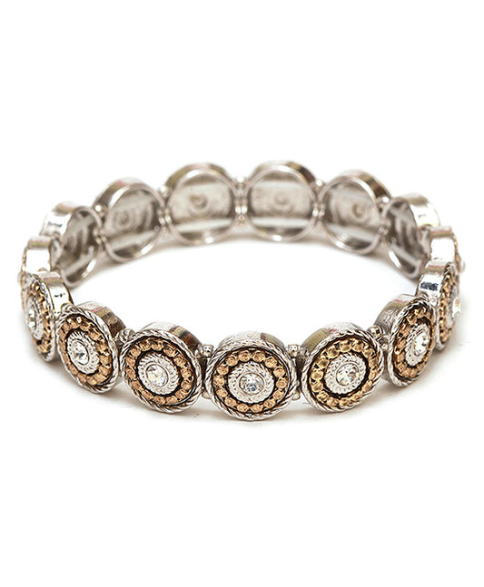 Metal Rhinestone Texture Elastic Bracelet