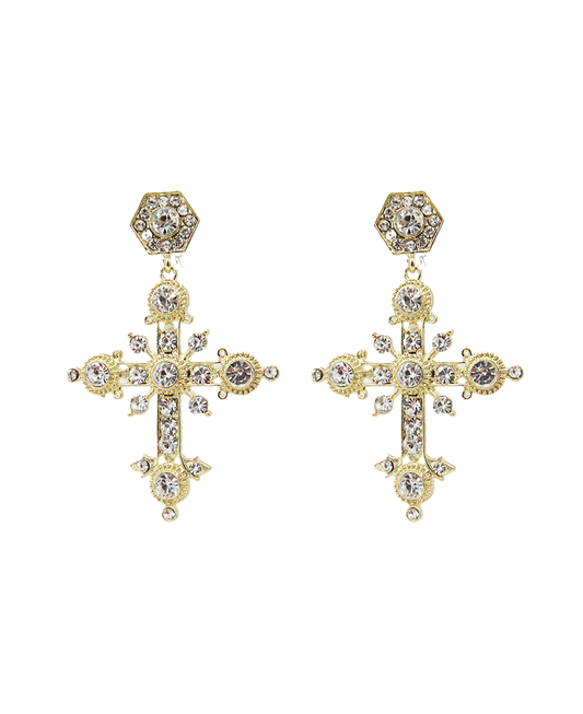 Rhinestone Cross Post Earring