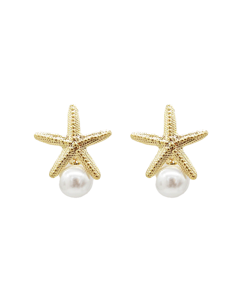 Starfish w/ Pearl Post Earring