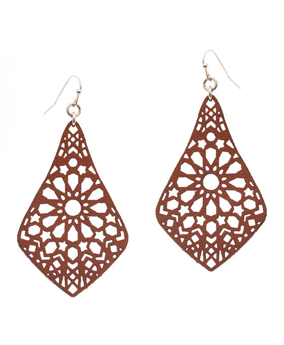 Leather Filigree Laser Cut Earring